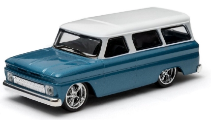 Изображение GREENLIGHT 1/43 CHEVROLET Suburban 1966 blue/white roof
