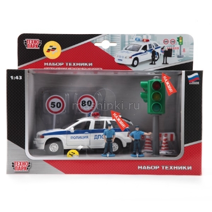 Изображение ТЕХНОПАРК 1/43 Набор Полиция/ДПС со светофором и фигурками