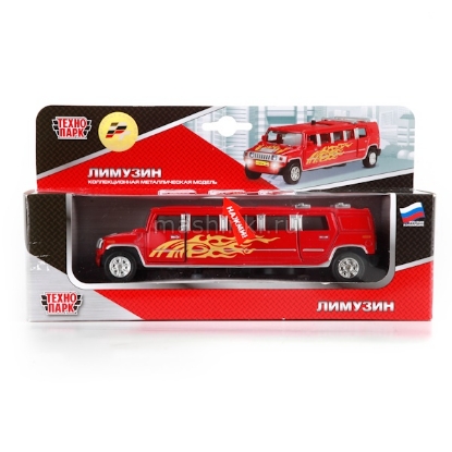 Изображение ТЕХНОПАРК 1/43 Лимузин HUMMER красный Пламя инерц. (свет, звук)