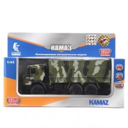 Изображение ТЕХНОПАРК 1/43 КАМАЗ-3303-04 военный камуфляж инерц.