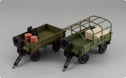 Изображение DIP 1/43 2-ПН-2 Прицеп с тентом, набор для сборки ящиков гражданские номера темно-зелёный