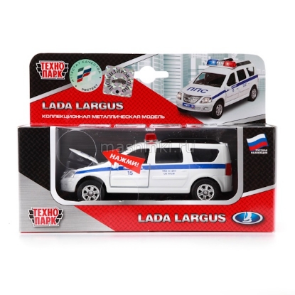 Изображение ТЕХНОПАРК 1/32 LADA Largus универсал Полиция (свет, звук) белый