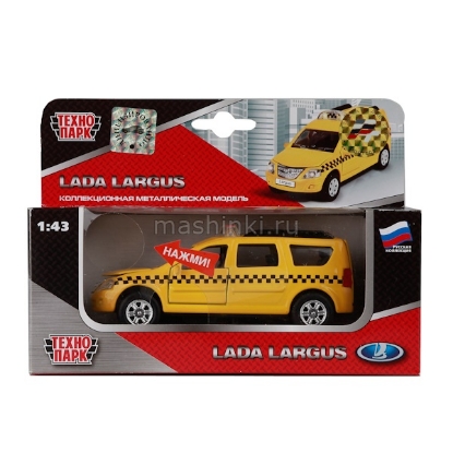 Изображение ТЕХНОПАРК 1/32 LADA Largus универсал такси (свет, звук) инерц. желтый