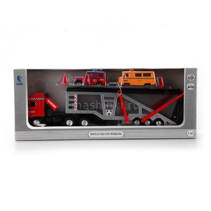 Изображение ТЕХНОПАРК 1/43 КАМАЗ-4308 автовоз с 2-мя машинами инерц. (свет, звук)