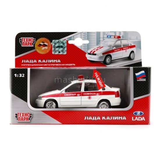 Изображение ТЕХНОПАРК 1/32 LADA Kalina Скорая помощь 12,5 см (свет, звук) белый