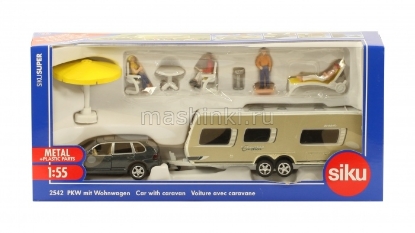 Изображение SIKU 1/55 PORSCHE Cayenne Turbo + прицеп-автодом