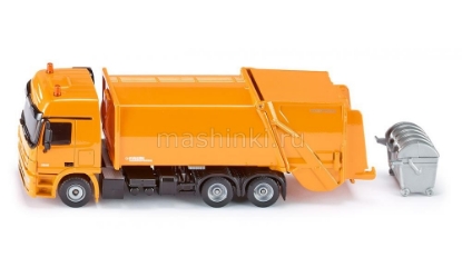 Изображение SIKU 1/50 MERCEDES-BENZ мусоровоз оранж/серебр-зеленый в ассорт.