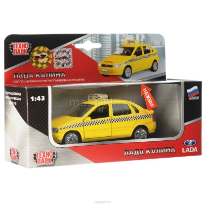 Изображение ТЕХНОПАРК 1/32 LADA Kalina такси 12,5 см (свет, звук) желтый
