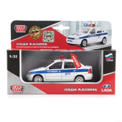 Изображение ТЕХНОПАРК 1/32 LADA Kalina Полиция ДПС 12,5 см (свет, звук) белый