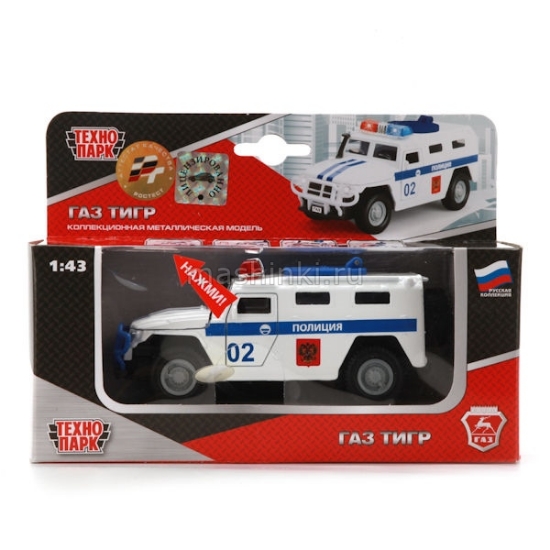 Изображение ТЕХНОПАРК 1/43 ГАЗ ТИГР Полиция 13,7 см (свет, звук) белый