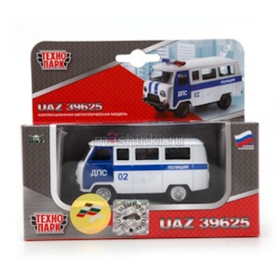 Изображение ТЕХНОПАРК УАЗ-39625 Полиция 9 см откр. двери бело-синий