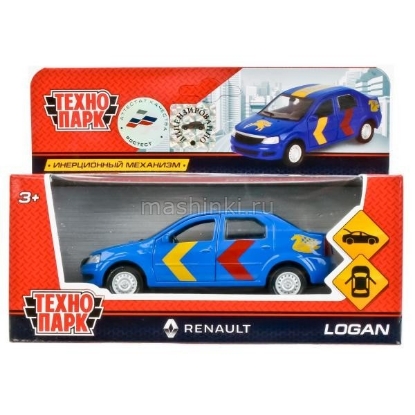 Изображение ТЕХНОПАРК RENAULT Logan Спорт 12 см синий/зеленый