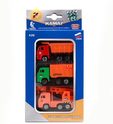 Изображение ТЕХНОПАРК 1/72 КАМАЗ Набор строительная техника 3 шт