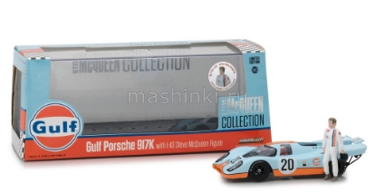 Изображение GREENLIGHT 1/43 PORSCHE 917K №20 Gulf Oil с фигуркой Steve McQueen 1970