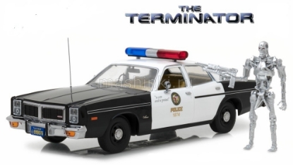 Изображение GREENLIGHT 1/18 DODGE Monaco Metropolitan Police фигурка Терминатора T-800 (к/ф Терминатор) 1977