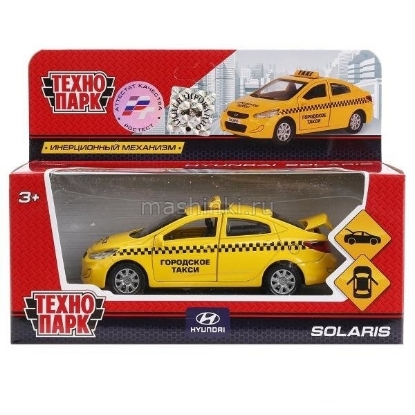 Изображение ТЕХНОПАРК HYUNDAI Solaris такси 12 см желтый