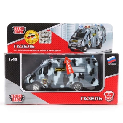 Изображение ТЕХНОПАРК 1/43 ГАЗЕЛЬ ОМОН 13 см (свет, звук) инерц. серый