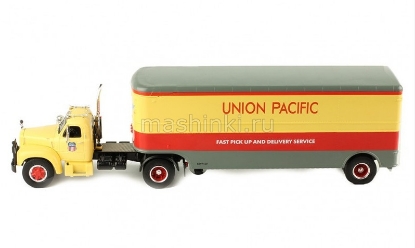 Изображение IXO 1/43 MACK B61 п/прицеп Union Pacific 1955 light yellow/red/grey