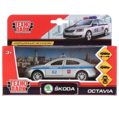 Изображение ТЕХНОПАРК SKODA Octavia Полиция 12 см серебристый