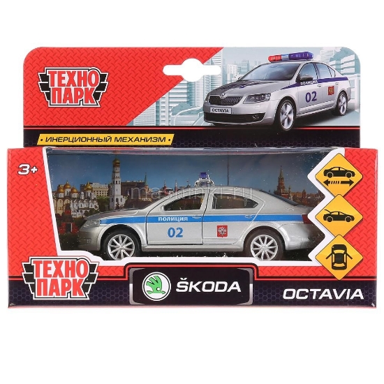 Изображение ТЕХНОПАРК SKODA Octavia Полиция 12 см серебристый