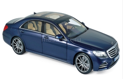 Изображение NOREV 1/18 MERCEDES-BENZ S-Class AMG-Line (V222) 2018 dark blue metallic