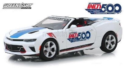 Изображение GREENLIGHT 1/24 CHEVROLET Camaro SS Convertible 101 Running Indy 500 Presented 2017 white