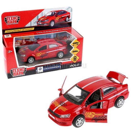 Изображение ТЕХНОПАРК VW Polo седан Спорт 12 см красный