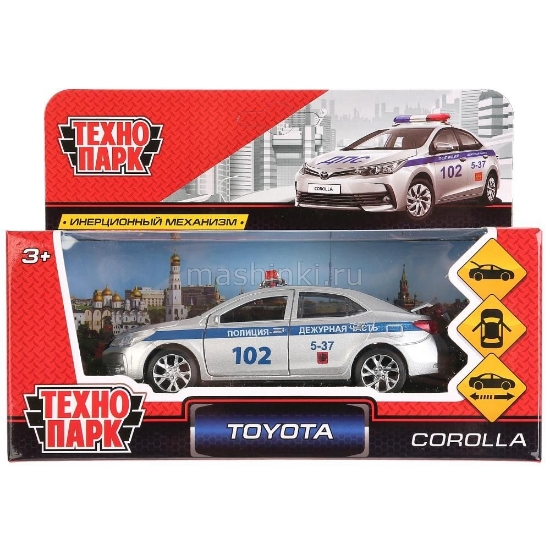Изображение ТЕХНОПАРК TOYOTA Corolla Полиция 12 см серебристый