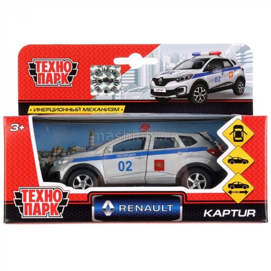 Изображение ТЕХНОПАРК RENAULT Kaptur ДПС Полиция 12 см серебристый