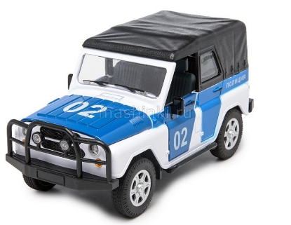Изображение АВТОПАНОРАМА 1/24 УАЗ-469 Полиция (свет, звук) бело-синий