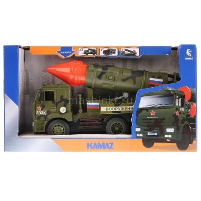 Изображение ТЕХНОПАРК КАМАЗ Ракетный тягач ВС пластм. хаки откр. коробка