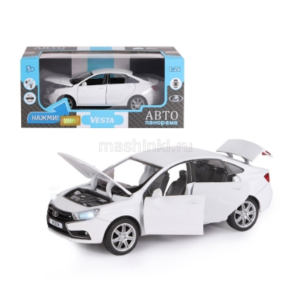 Изображение АВТОПАНОРАМА 1/24 LADA VESTA седан (свет, звук) белый
