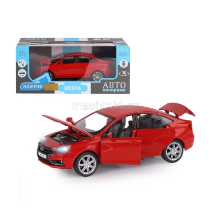 Изображение АВТОПАНОРАМА 1/24 LADA VESTA седан (свет, звук) красный