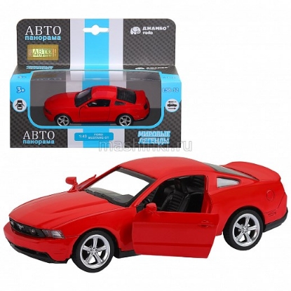 Изображение АВТОПАНОРАМА 1/43 FORD Mustang GT откр. двери красный