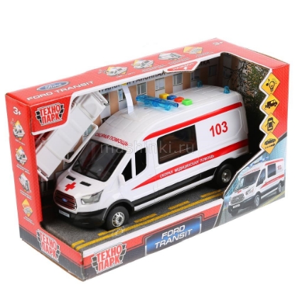 Изображение ТЕХНОПАРК FORD Transit Скорая помощь 22,5 см (свет, звук) пластм. белый откр.коробка