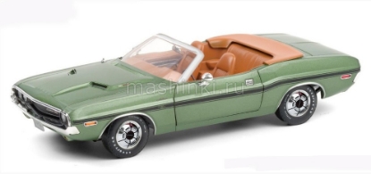 Изображение GREENLIGHT 1/18 DODGE Challenger R/T Convertible 1970 green metallic and deluxe wheel covers