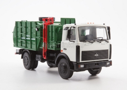 Изображение АИСТ 1/43 МКМ-35 (5337) мусоровоз с манипулятором серо-зеленый