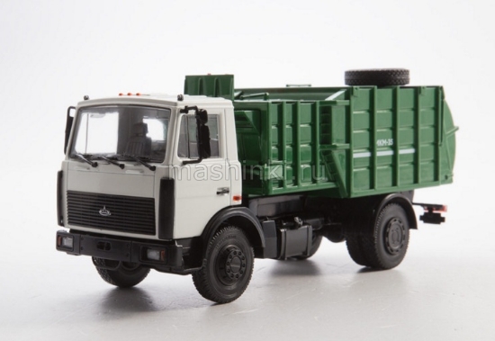 Изображение АИСТ 1/43 МКМ-35 (5337) мусоровоз с манипулятором серо-зеленый
