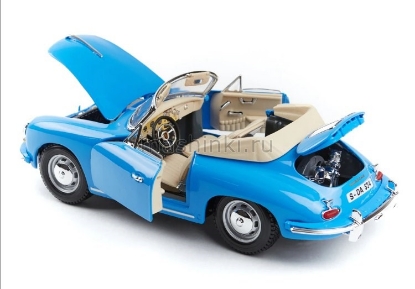 Изображение BBURAGO 1/18 PORSCHE 356B Cabriolet 1961 blue/синий