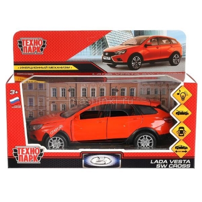 Изображение ТЕХНОПАРК 1/24 LADA Vesta SW Cross универсал 17,5 см (свет, звук) оранжевый