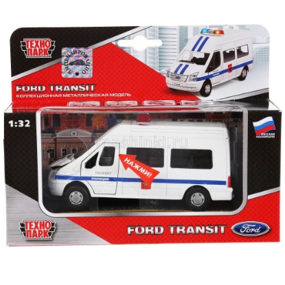 Изображение ТЕХНОПАРК 1/32 FORD Transit Полиция 18 см (свет, звук) белый