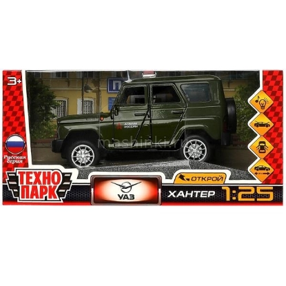 Изображение ТЕХНОПАРК 1/25 УАЗ Хантер/Hunter 17 см (свет, звук) Армия России хаки