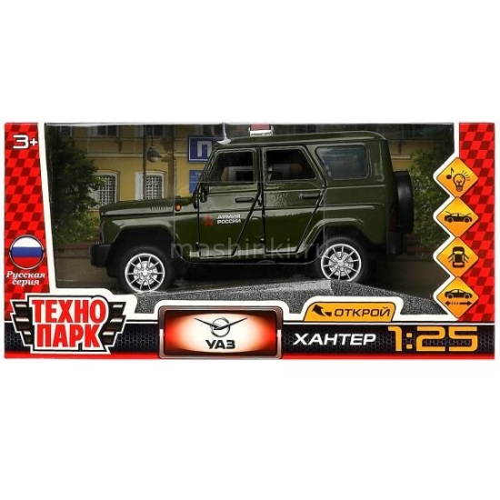 Изображение ТЕХНОПАРК 1/25 УАЗ Хантер/Hunter 17 см (свет, звук) Армия России хаки
