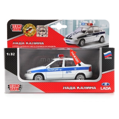 Изображение ТЕХНОПАРК 1/32 LADA Kalina Полиция ДПС 12,5 см (свет, звук) белый