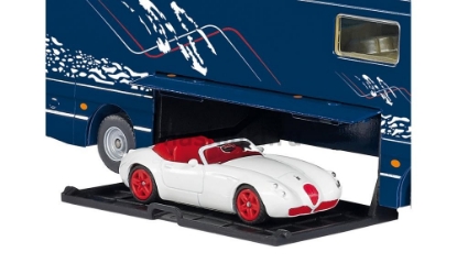 Изображение SIKU 1/50 Автобус-дом на колесах синий + машина в гараже