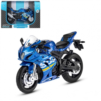 Изображение АВТОПАНОРАМА 1/18 Мотоцикл SUZUKI GSR-R1000 синий