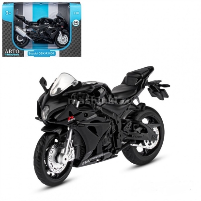Изображение АВТОПАНОРАМА 1/18 Мотоцикл SUZUKI GSR-R1000 черный