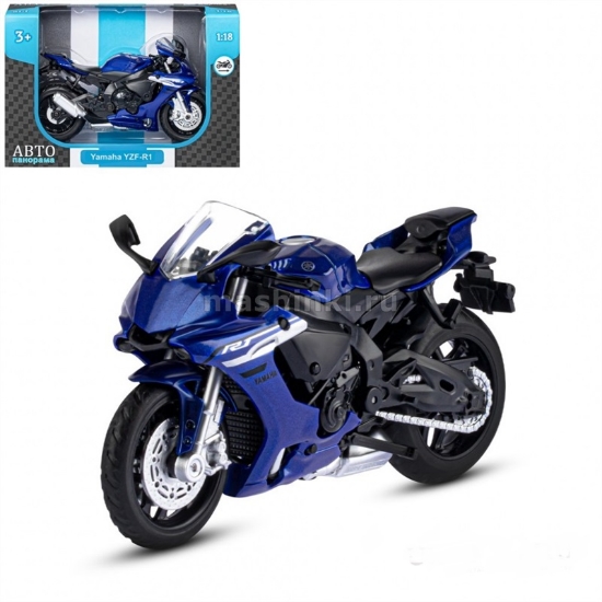 Изображение АВТОПАНОРАМА 1/18 Мотоцикл YAMAHA YZF-R1 синий
