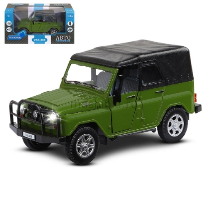 Изображение АВТОПАНОРАМА 1/24 УАЗ-469 открытый (свет, звук) черный