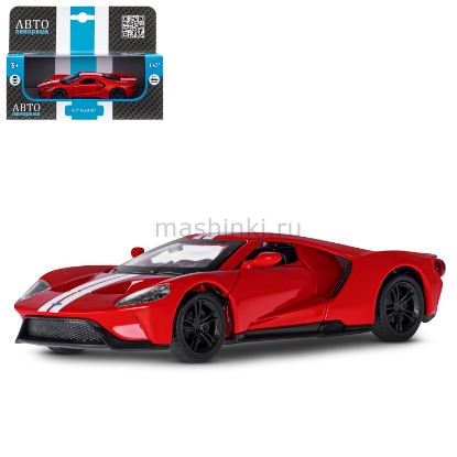 Изображение АВТОПАНОРАМА 1/40 FORD GT откр. двери красный